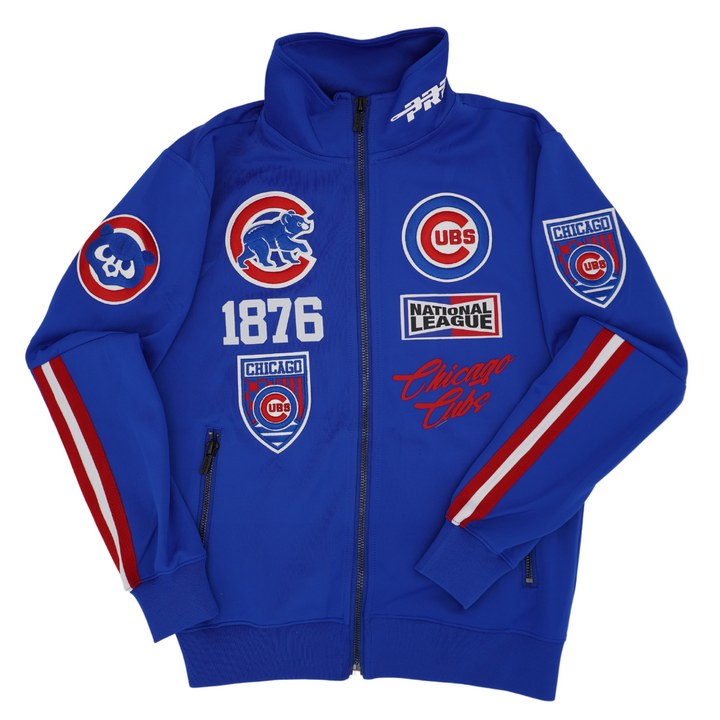 CHICAGO CUBS PRO STANDARD MEN'S LOGOMANIA BLUE JACKET Jackets & Outerwear PRO STANDARD