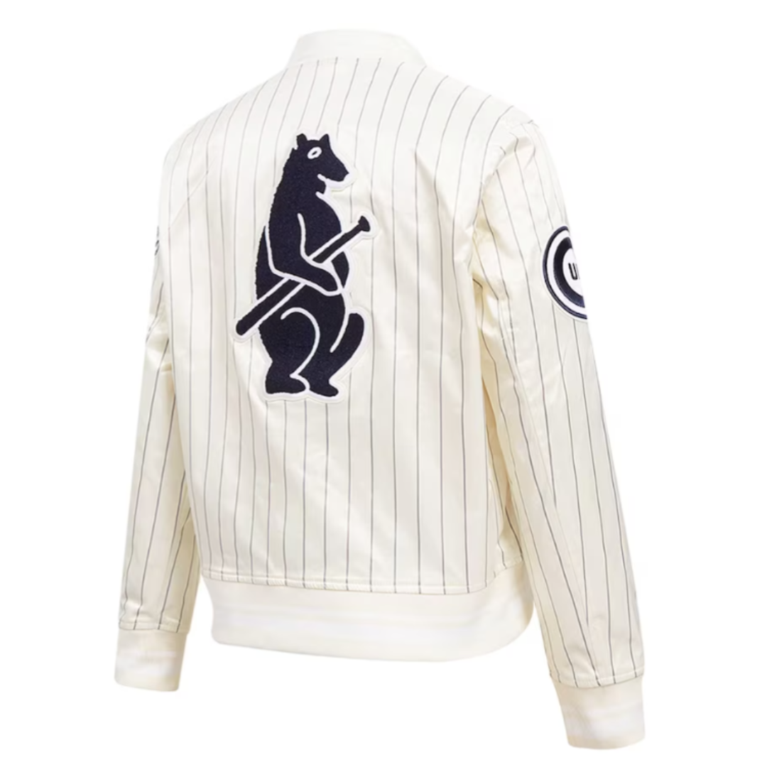 CHICAGO CUBS PRO STANDARD WOMEN'S 1914 BEAR CREAM PINSTRIPE CLUB JACKET Jackets & Outerwear PRO STANDARD