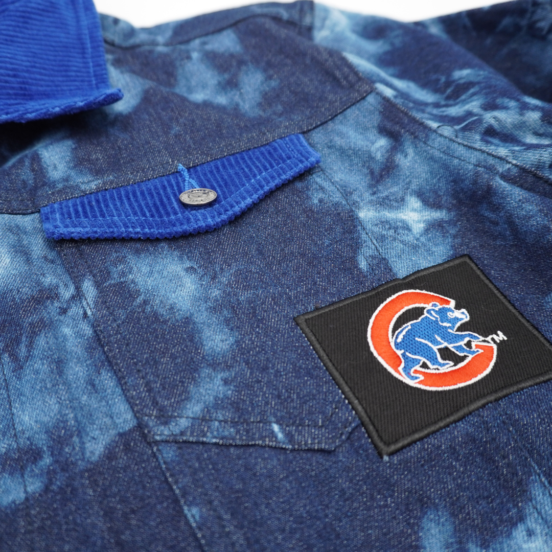 CHICAGO CUBS THE WILD COLLECTIVE WOMEN'S DISTRESSED DENIM JACKET