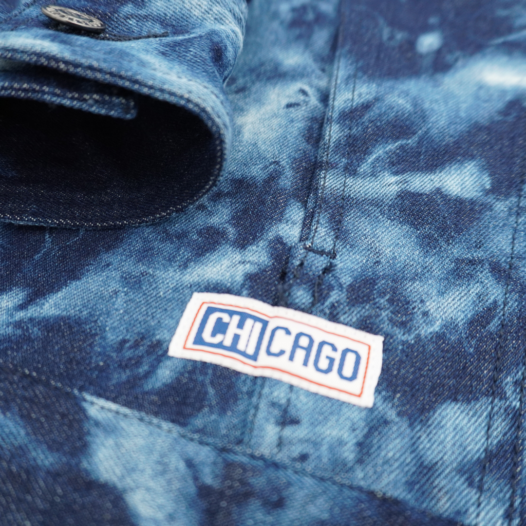 CHICAGO CUBS THE WILD COLLECTIVE WOMEN'S DISTRESSED DENIM JACKET