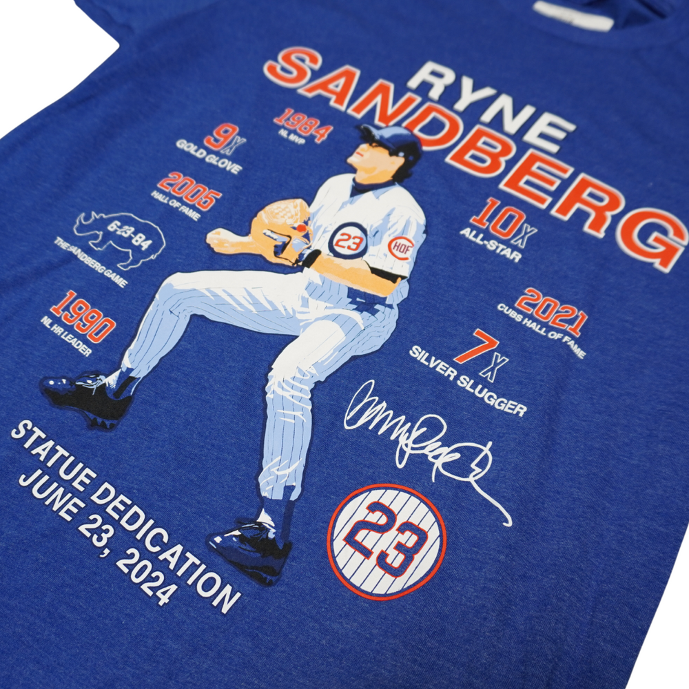 Chicago Cubs Ryne Sandberg Statue Tee by Obvious Tees Short Sleeve Tees OBVIOUS TEES