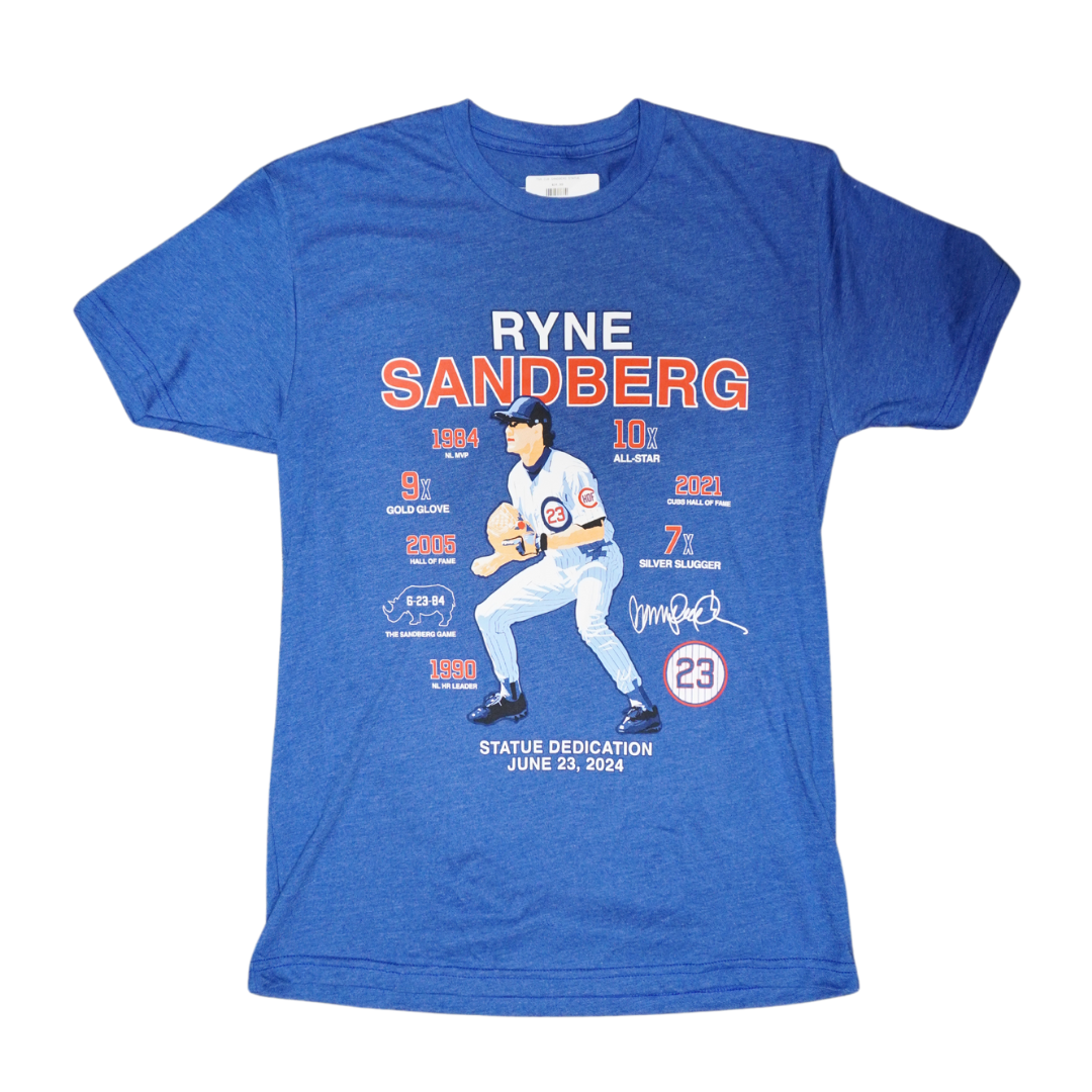 Chicago Cubs Ryne Sandberg Statue Tee by Obvious Tees Short Sleeve Tees OBVIOUS TEES