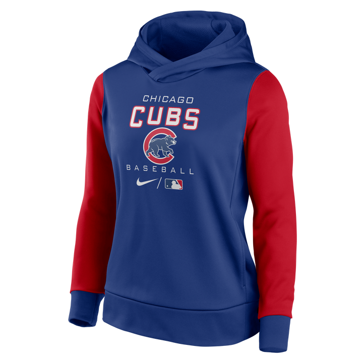 CHICAGO CUBS NIKE WOMEN'S RED AND BLUE FLEECE HOODIE