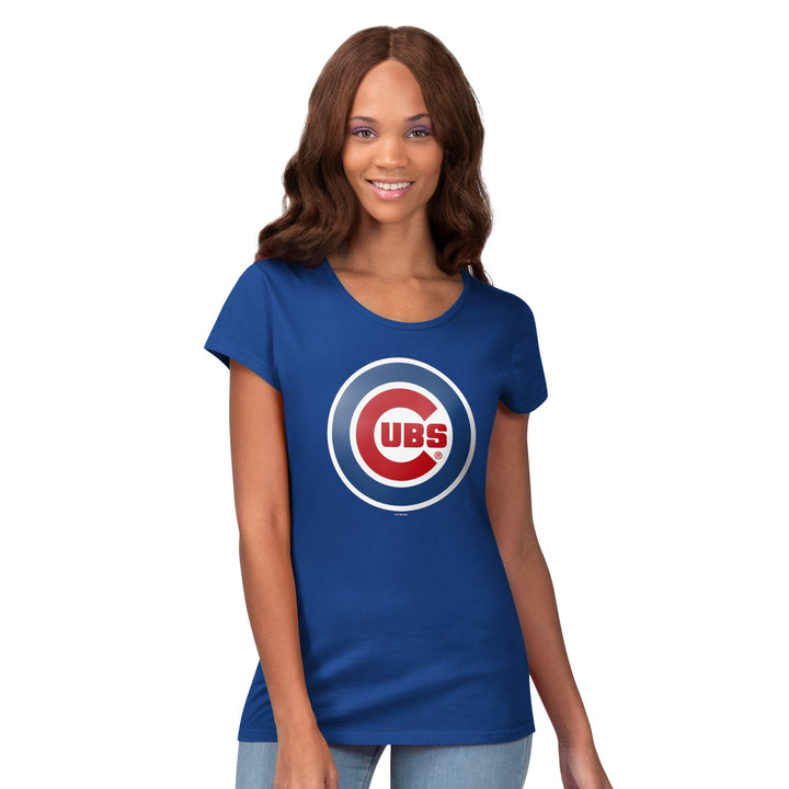 CHICAGO CUBS GIII WOMEN'S ROYAL ENDZONE TEE