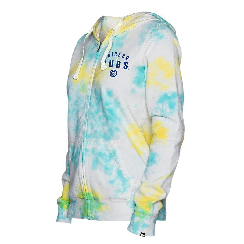 CHICAGO CUBS WOMEN'S TEAL AND YELLOW TIE DYE HOODIE - Ivy Shop